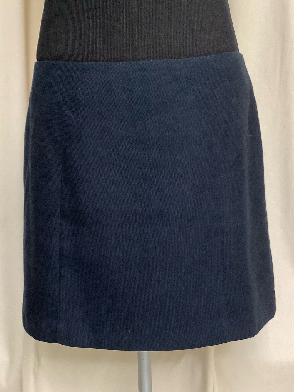 Ann Taylor LOFT Shorter Skirt-Navy Blue-Lined-Gold Back Zip-12 Regular